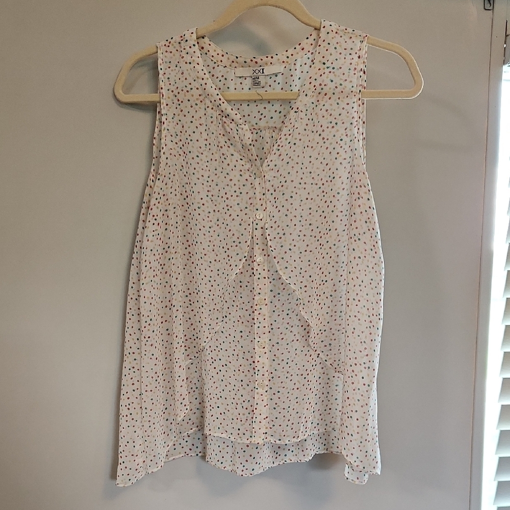 Forever 21 Multicolor Polka Dot Sleeveless Blouse
